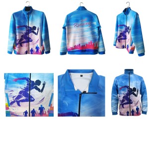 Jachetă sport cu ridicata OEM, imprimare prin sublimare, cu fermoar, pentru maratonul de alergare în aer liber