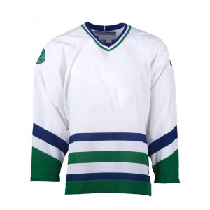 Kundenspezifisches Großhandels-Eishockey-Uniform-Set, vollständig angepasstes amerikanisches Eishockey-Trikot