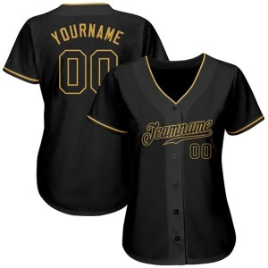 Jersey de baseball personalizat de înaltă calitate, respirabil, poliester, femei, negru, cusut, broderie personalizată