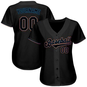 Jérsei de beisebol respirável personalizado de alta qualidade em poliéster feminino com costura preta bordado personalizado