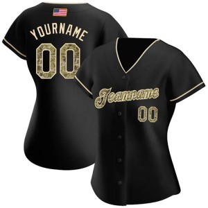 Jersey de béisbol transpirable personalizado de alta calidad, Jersey de béisbol cosido negro de poliéster para mujer, bordado personalizado