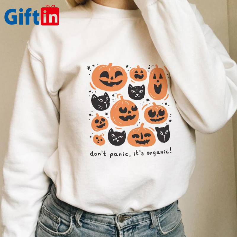 Manufactur standard Coca Cola Shirt - Wholesale custom halloween pumpkin print loose pullover hoodie halloween unisex Hoodies without pockets  – Gift