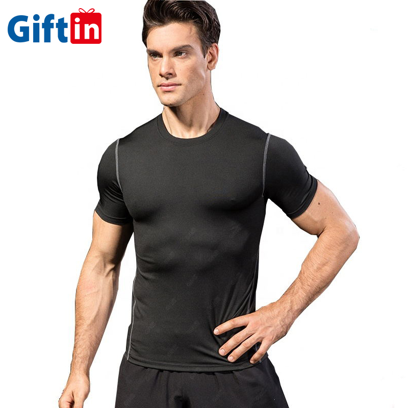 factory low price Custom Printed Sweaters - Gym sports breathable comfortable Dri Fit Athletic shirt Polyester Spandex Fabric  black tights Short sleeve t-shirt – Gift