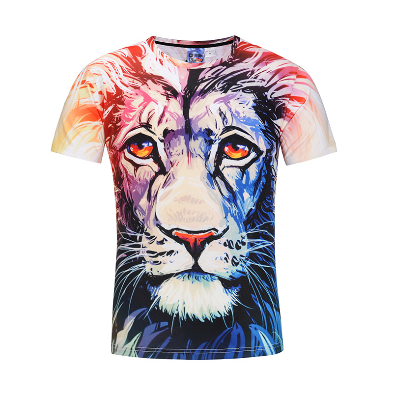 Rapid Delivery for Teamwear - 3D lion sublimation printing polyester round neck t shirt – Gift