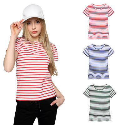 Bottom price Embroidered Hoodie - Round Neck Tshirt Wholesale Women Striped T-Shirt With New Design – Gift