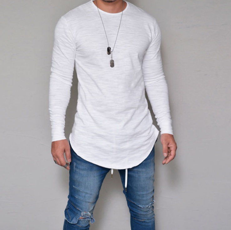 Hot sale Racing Singlet - custom print long line t-shirt with men round neck longline t shirt – Gift