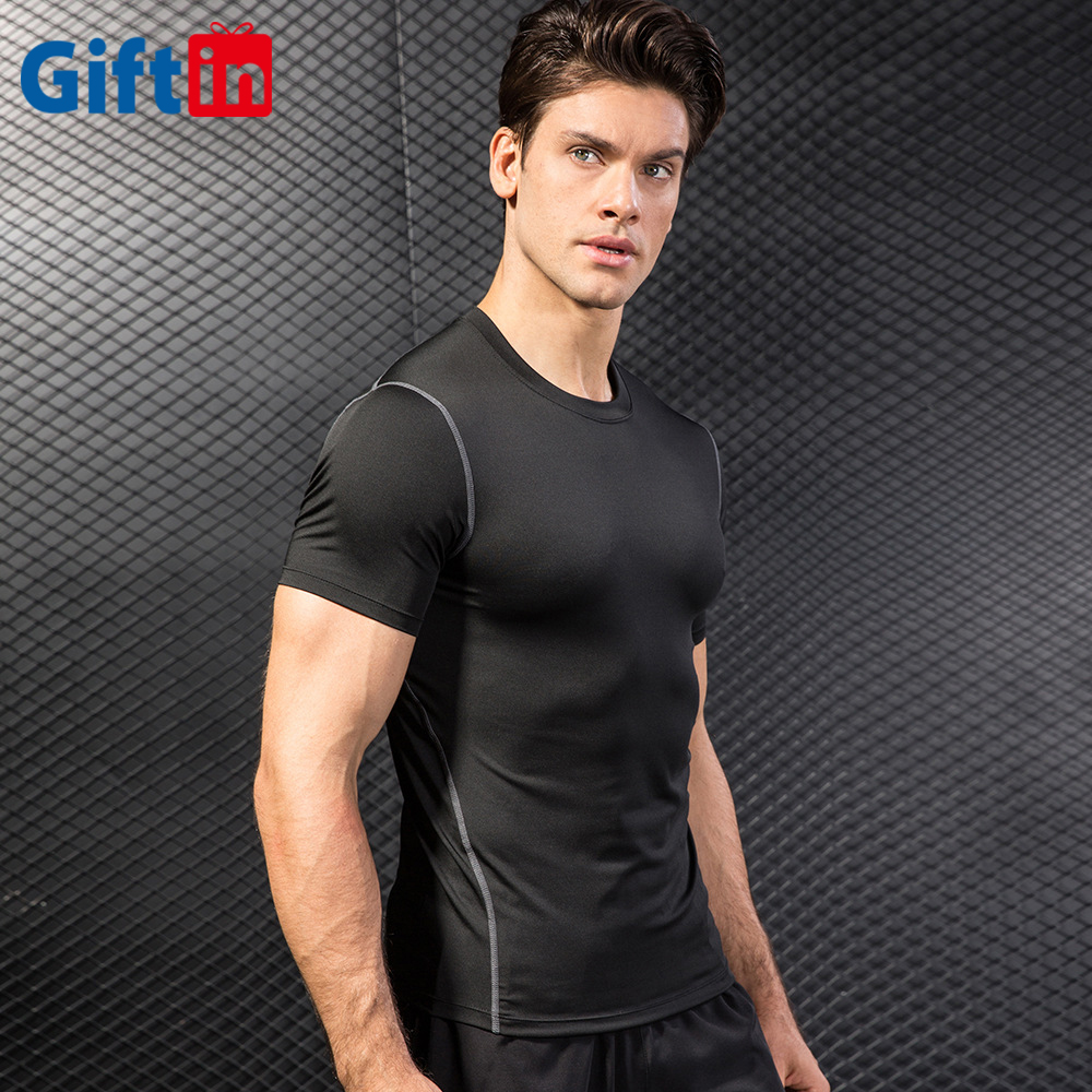 Factory Price Custom Apparel Printing - Fitness Blank Cool Dry Shaping Side Cut polyester spandex Men Sports Gym T Shirt t-shirt – Gift