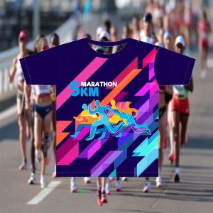OEM 승화 폴리에스테르 마라톤 셔츠 맞춤형 빈 티셔츠