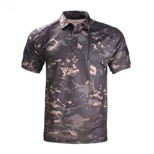 Combat Battle Custom T-shirt T-shirt Camouflage Outdoor Quick Dry Customized Logo Herre sort taktisk polo shirt til mænd