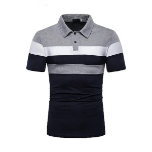 Polo da uomo personalizzate all'ingrosso T-shirt da golf da uomo a maniche corte a blocchi di colore a righe