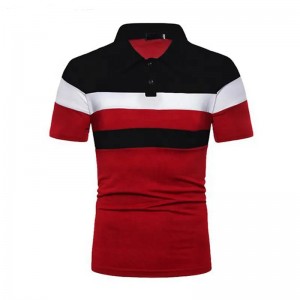 Polo à manches courtes pour hommes, vente en gros, personnalisé, bloc de couleurs rayé, T-shirt de Golf pour hommes