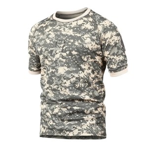 T-shirt mimetica da uomo sportiva da esterno in cotone 100% T-shirt da uomo in poliestere traspirante americano Outwear Camp Tees