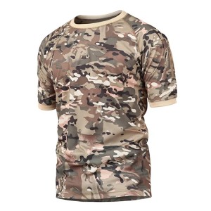 Camiseta camuflada masculina 100% algodão, esportes ao ar livre, camiseta masculina respirável de poliéster dos EUA, camisetas de acampamento