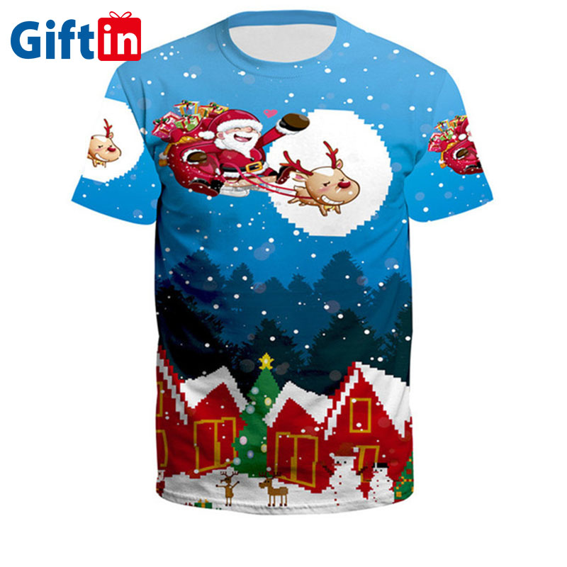 factory Outlets for Custom Hoodies For Men - new design fashion Custom printing merry christmas gift party short sleeve sublimation t shirt  – Gift