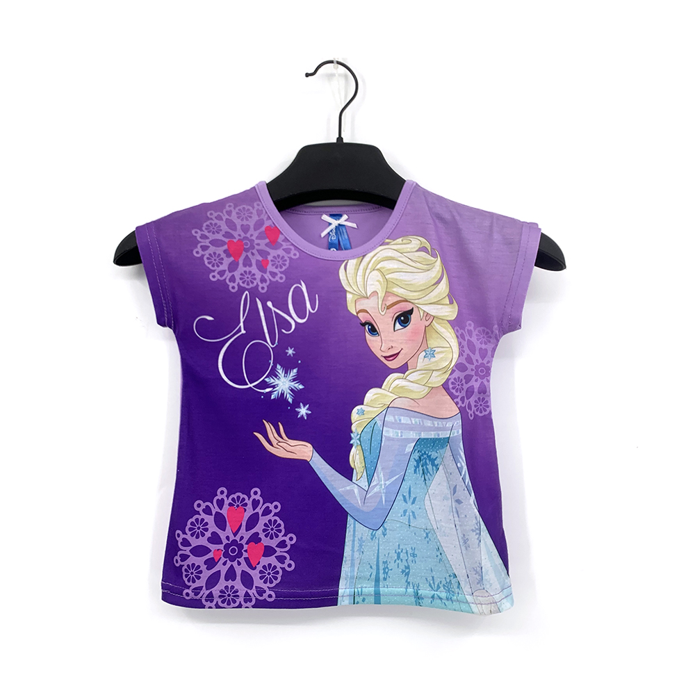 Best Price on Jumper Printing -  2020 wholesale Summer Children’s Fashion charm disneys girls t-shirt Ice queen pattern disney princess Short Sleeve t shirt – Gift