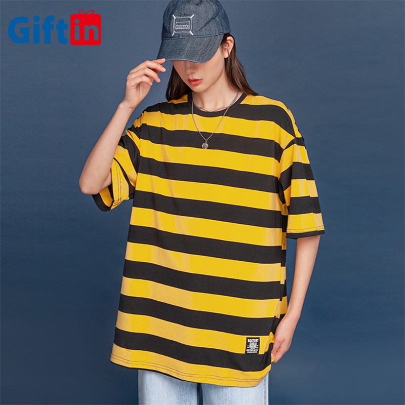 Special Price for T Shirt Screen - 2020 Cheap Custom Prining 100% Cotton T-shirt Striped Women’s T-shirt Striped Mens T-shirt   – Gift