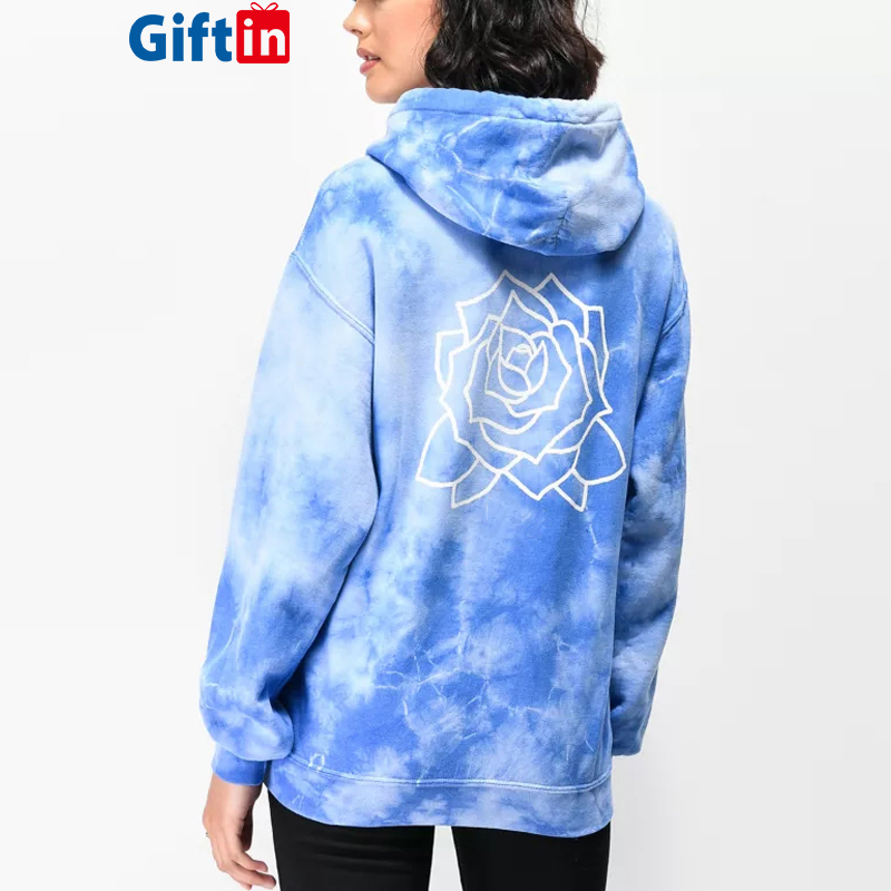 Factory Free sample T Shirt Disney -  Wholesale High Quality Custom Logo Pattern 100% Cotton Oversize Unisex Acid Wash Blue Tie Dye Hoodie – Gift