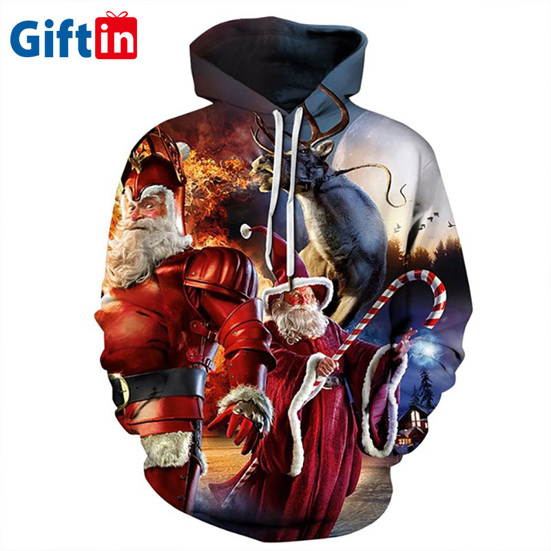 Factory Supply Embroidered Clothing - 2020 High Quality Christmas Custom Jumper Fleece Full Dye wholesale sweatshirts Sublimation 3D Printed Oversized Hoodie  – Gift