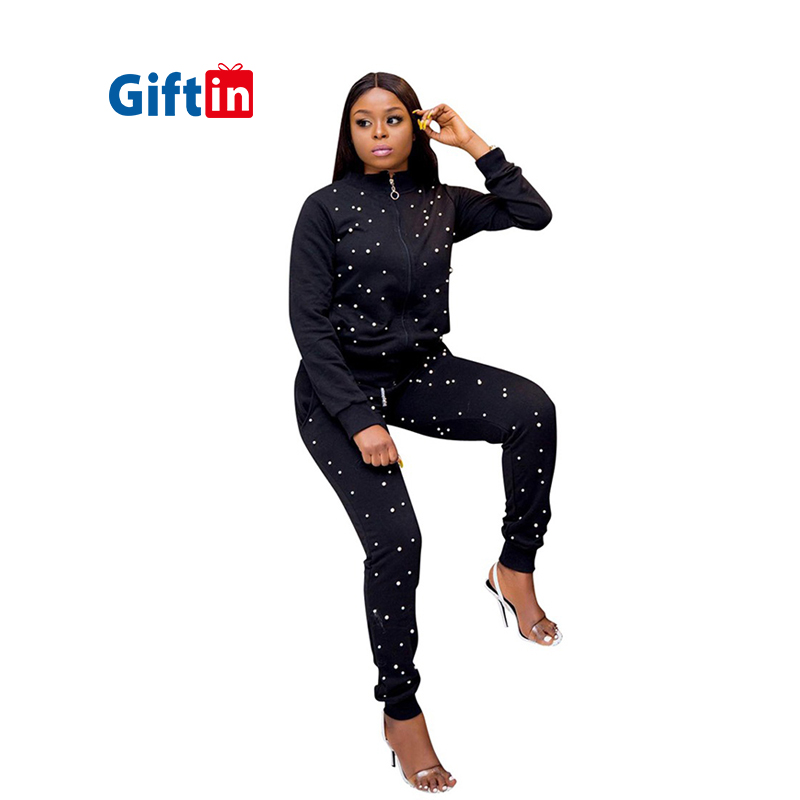Quality Inspection for Custom Sublimation T Shirts -  Wholesale  Women Clothing 2020 Black Tracksuit Winter Outfit Bodycon Thick Custom Plus Size Two Piece Stack Jogger Set – Gift